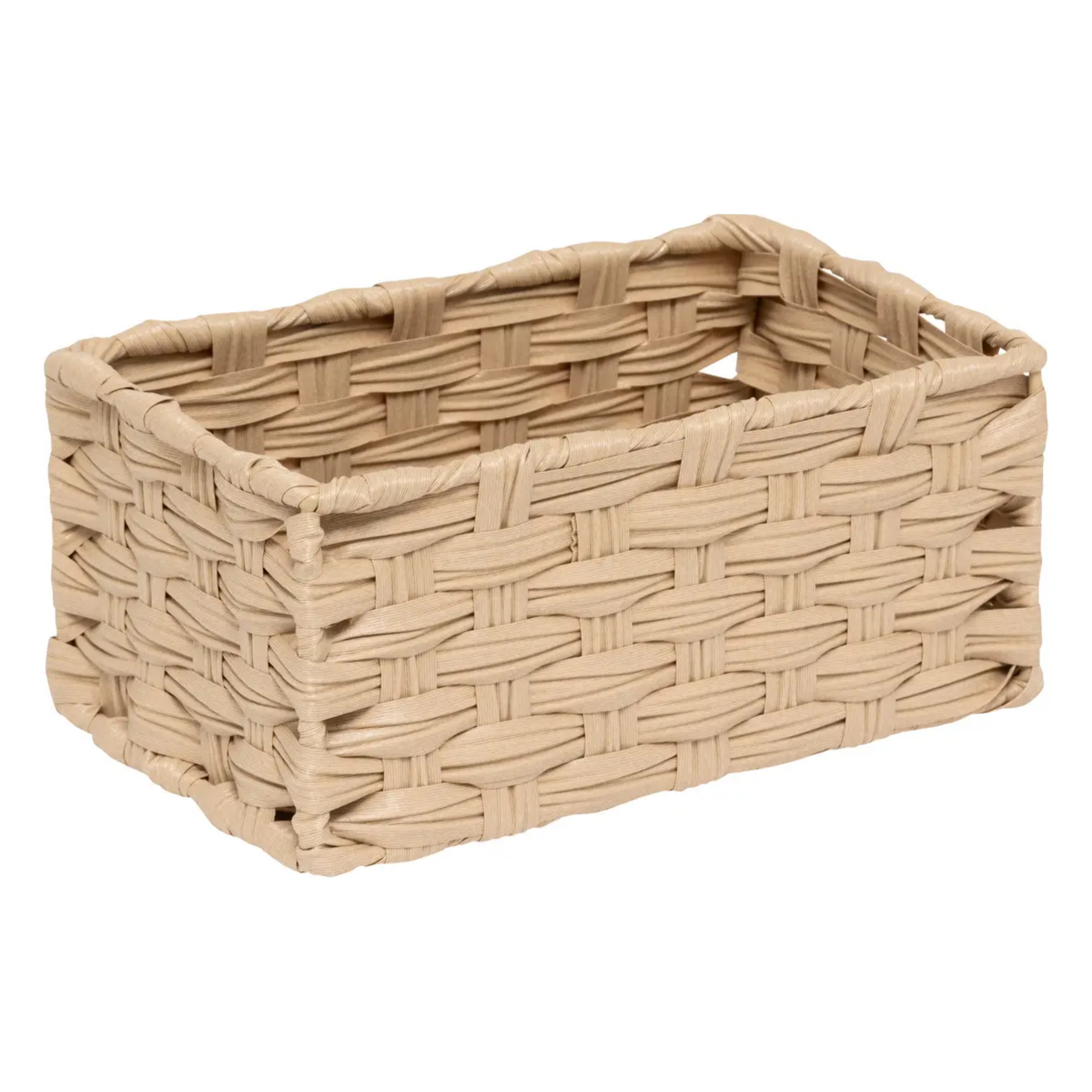 3 paniers "Tresse" beige