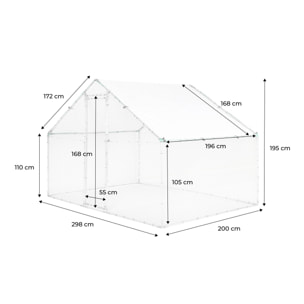 Enclos pour poulailler et volière 6m² acier galvanisé gris et vert. plusieurs dimensions - Babette