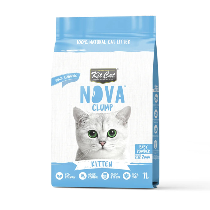 Pack 6 Kit Cat Arena Eco Nova - Kitten Baby Powder 7 L Arena para gatos