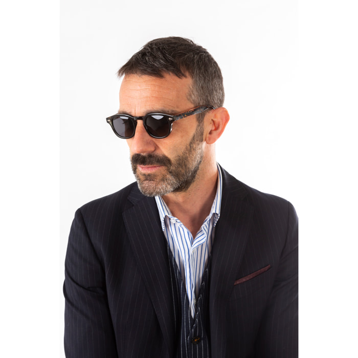 Gafas de sol OCEAN HAMPTON - Azul oscuro / Gris transparente con patillas en carey y lente ahumada