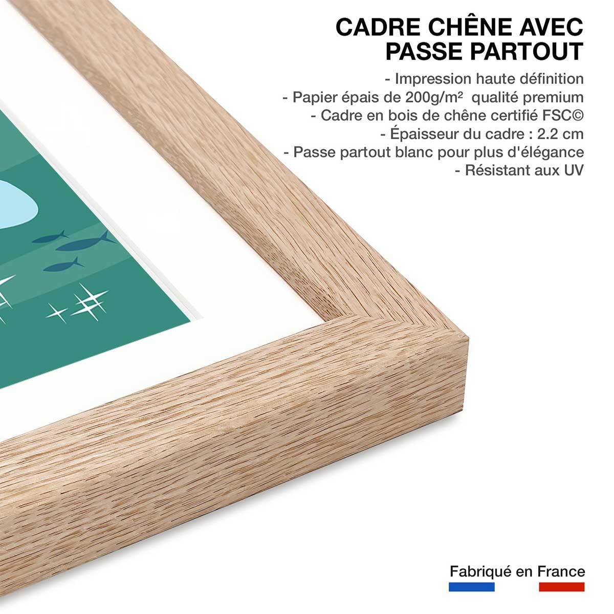 Poster de vedette du lac d' annecy Affiche + cadre en bois - Chêne