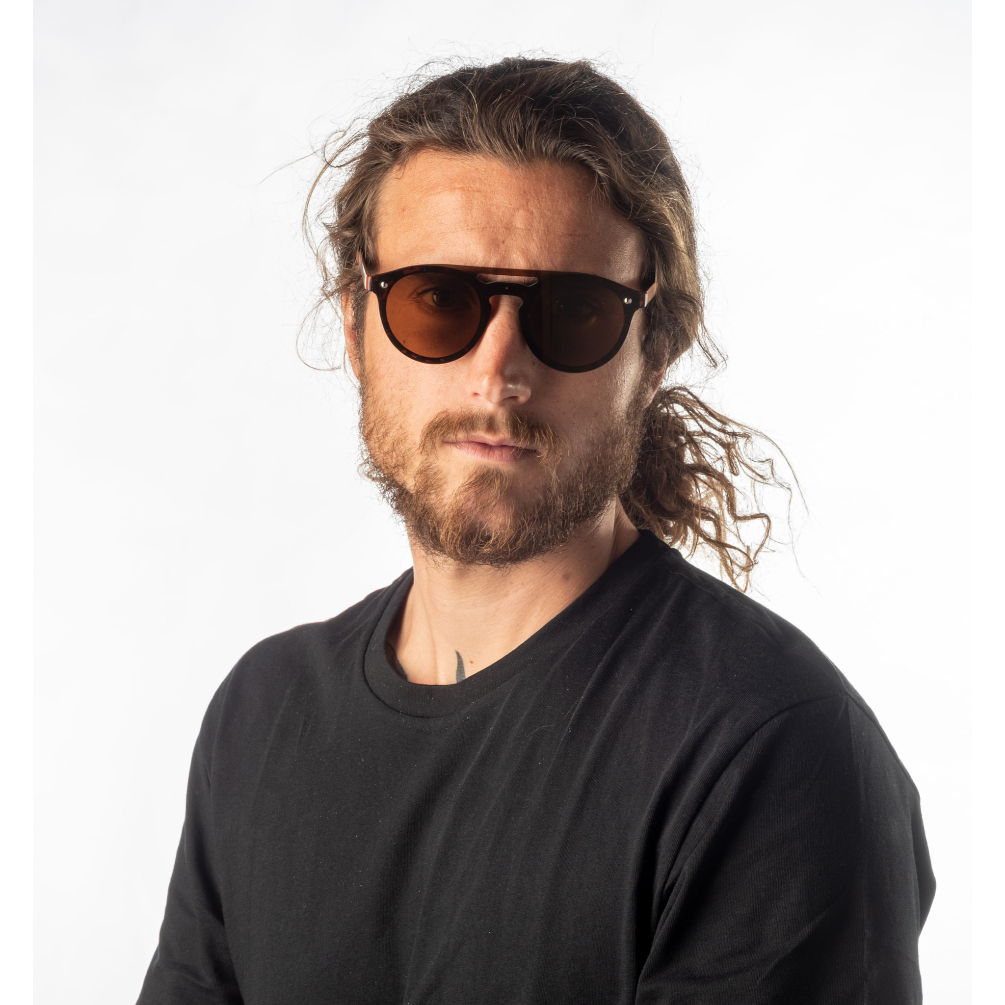 Gafas de sol PALO ALTO PEARL - Marrón demi mate / Plana marrón y patillas de metal dorado