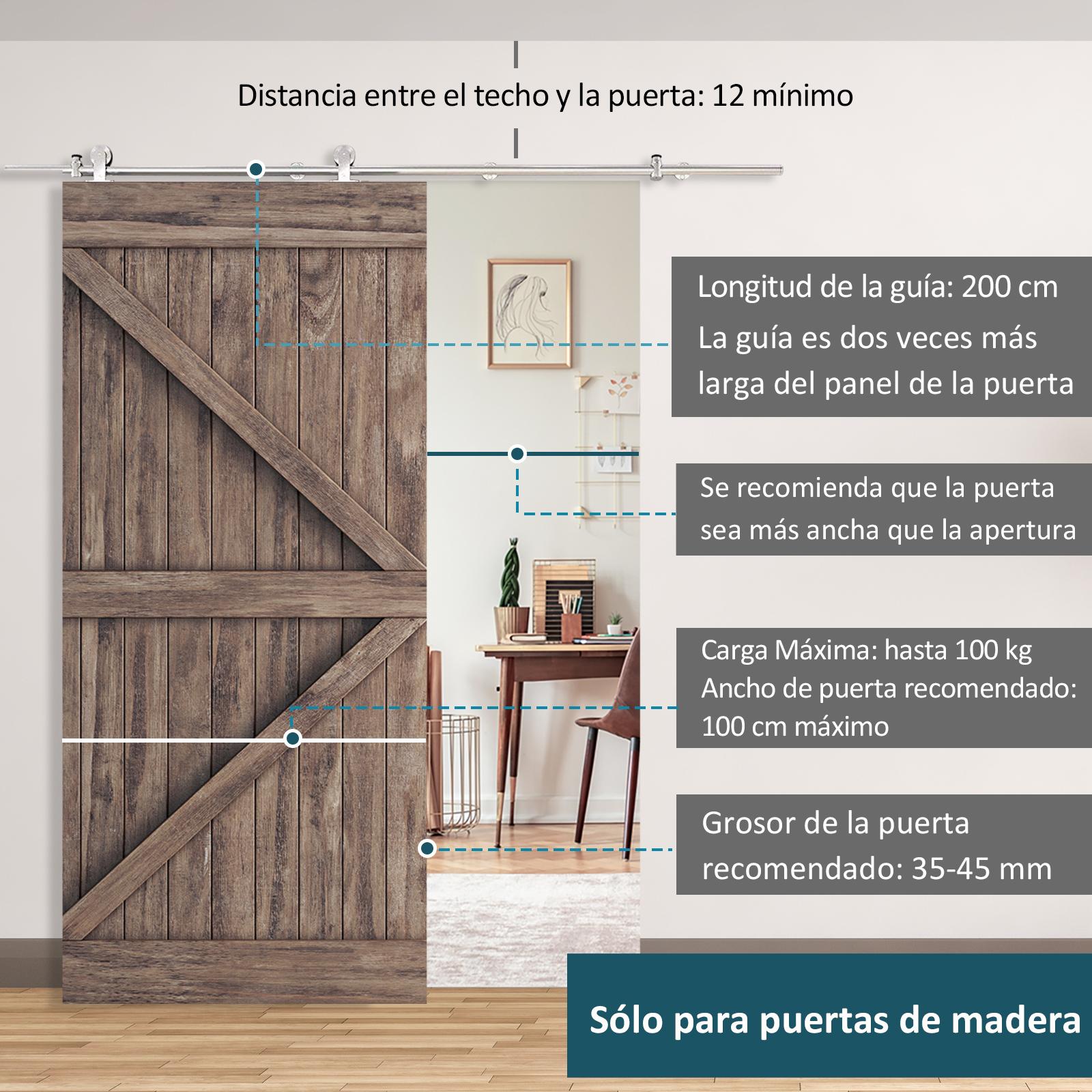 Kit Instalacion Puerta Corredera Madera Puertas Corredizas Riel Acero Inoxidable