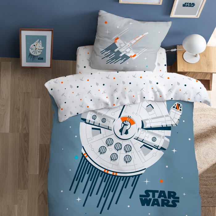 Parure de lit imprimée 100% coton, STAR WARS HOME FAUCON MILLENIUM