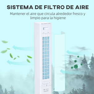 HOMCOM Enfriador de Aire 3 en1 Oscilante Humificador con Control Remoto Pantalla LED 3 Velocidades 3 Modos y Temporizador 12h Ventilador de Torre sin Aspas 33x26x105 cm Blanco y Negro