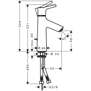 Mitigeur de lavabo 100 avec tirette et vidage chromé Talis S