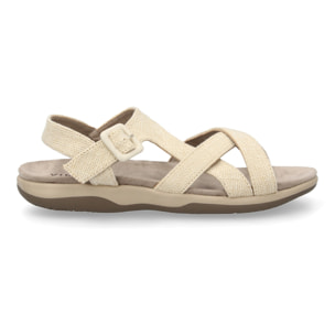 Sandalias planas de mujer diseño moderno, comodas con cierre de cierre autoadherente y con tiras cruzadas