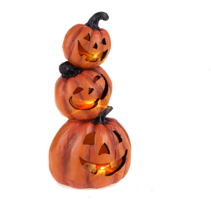 Zucche con Led - Pezzi 2 - Colore Bianco - 12,2x23,1Hx9,8cm - Bianchi Dino