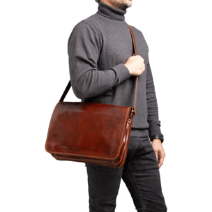Borsa a tracolla  da uomo In Vera pelle Made in Italy 30x38x12 cm