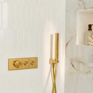 Colonne de douche encastrée thermostatique Grands Boulevards laiton brossé