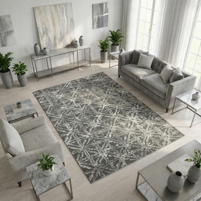 tapis dopon vintage scandinave gris, crème