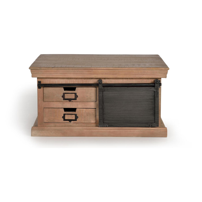 Mesa de centro - madera de mango y metal - 45x90x90cm