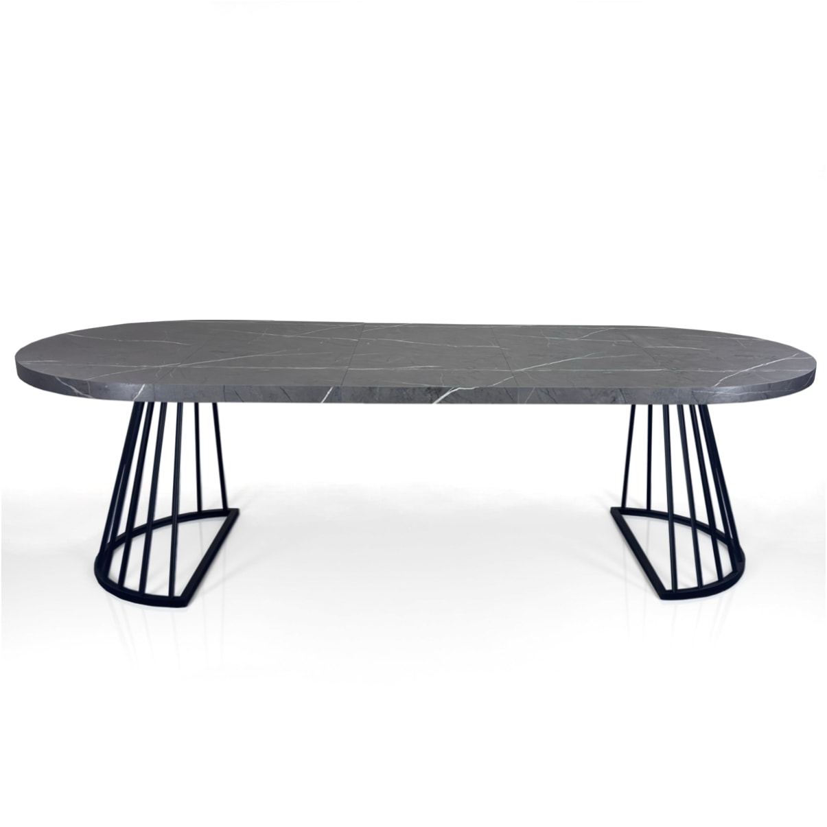 Table à manger ronde extensible Tomasucci FEAR, en MDF effet marbre gris, 110 × 110 × 76,5 cm