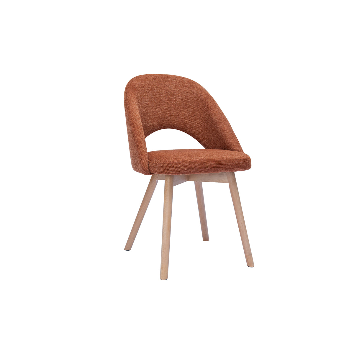 Chaises scandinaves en tissu effet velours texturé terre brûlée et bois clair (lot de 2) COSETTE