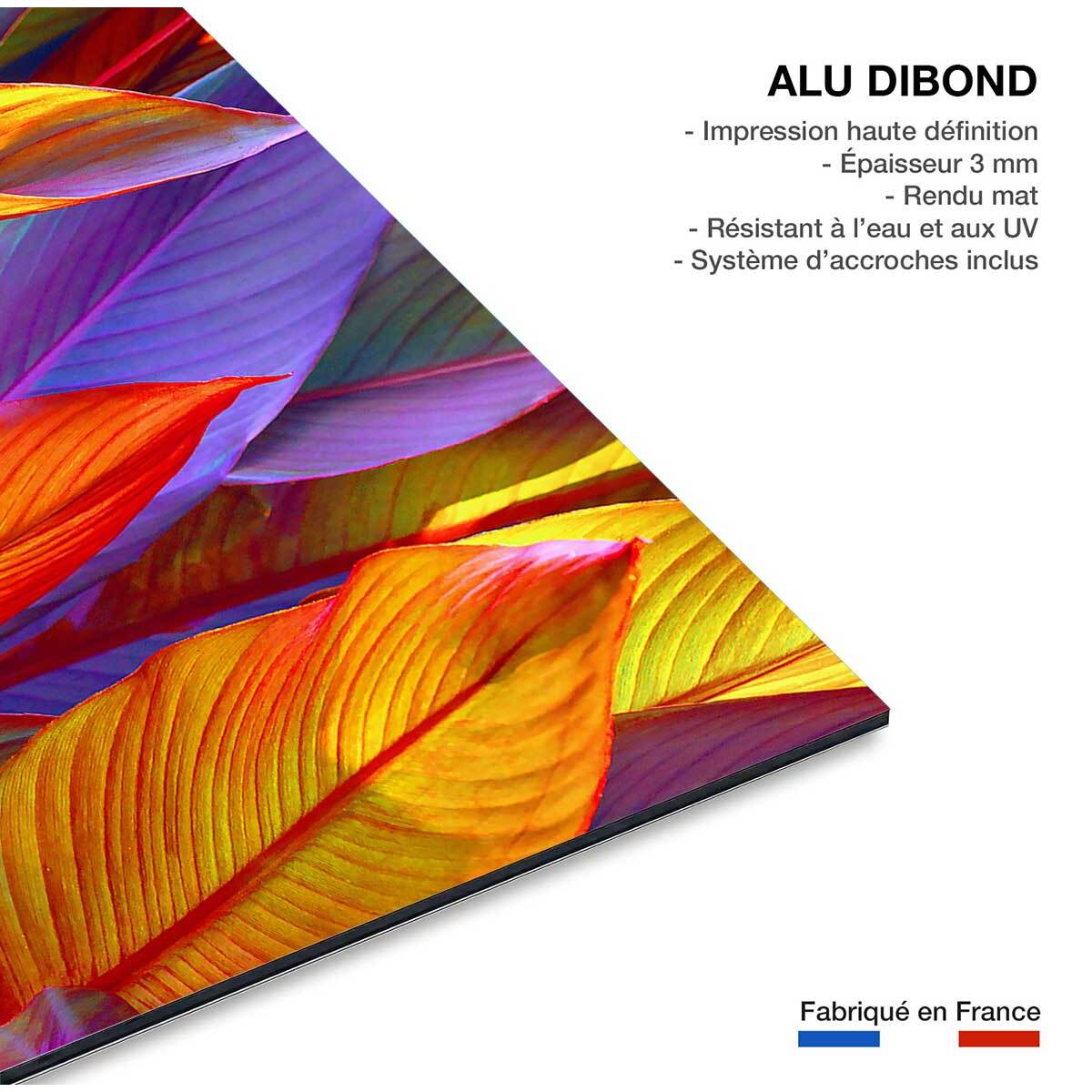 Tableau palm leaves yellow background Tableau alu Dibond