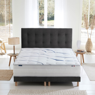 Ensemble matelas mousse ELYSIA + sommier, chenille bouclettes Gris anthracite