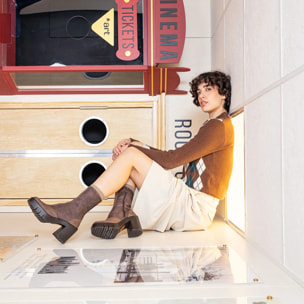 Botines con tacón 1973 NAPPA BLACK-GREY/BERNA color Black-grey