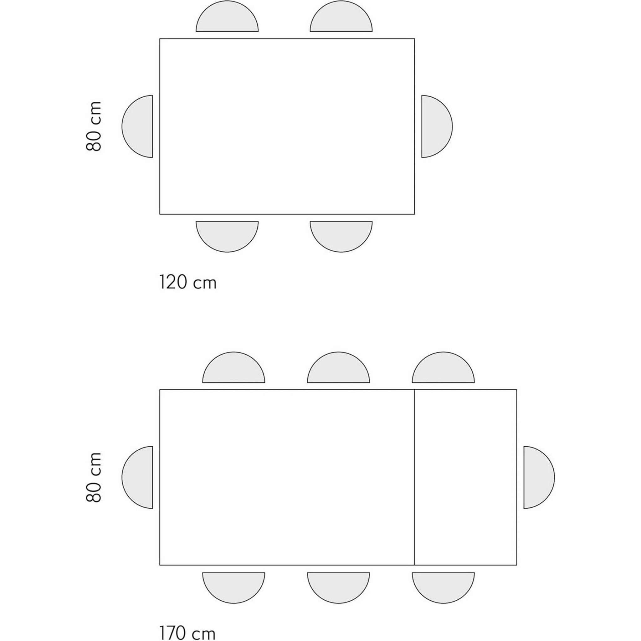 Tavolo TROPEA in legno, finitura grigio cemento e base in metallo verniciato antracite, allungabile 120x80 cm - 170x80 cm