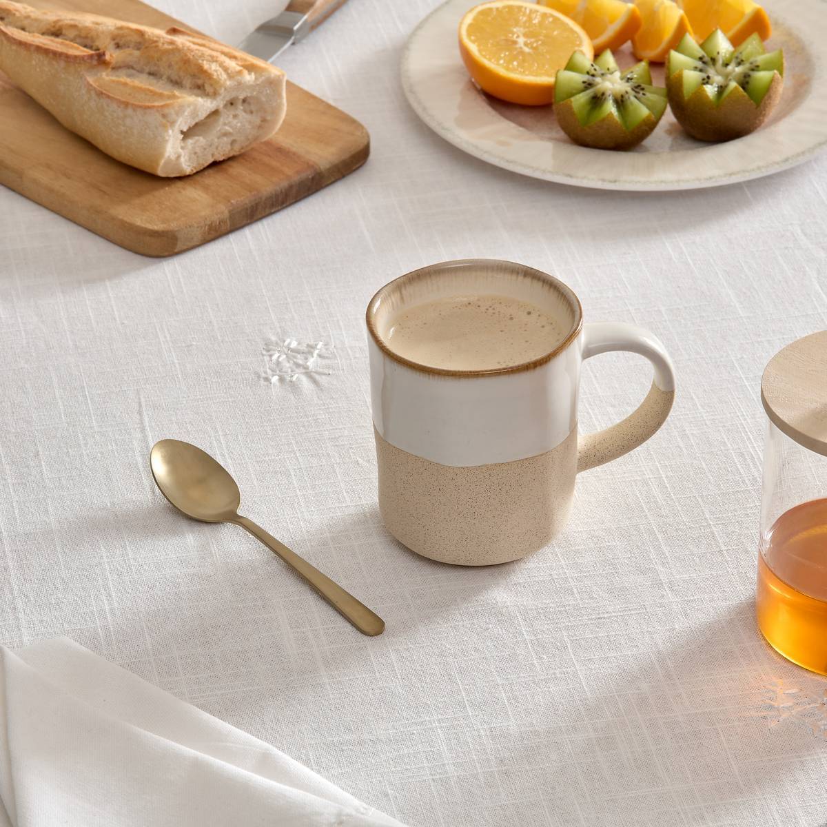 Mug Kate blanc et beige 32cl