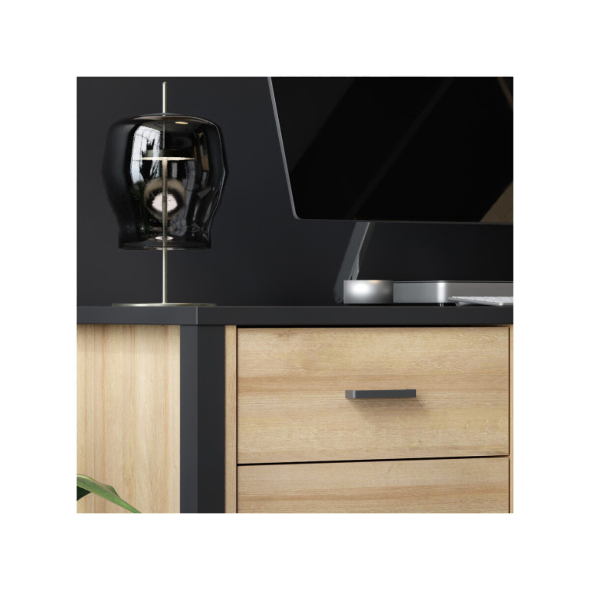 Bureau 120 cm effet chêne avec tiroir et rangement - MIAMI