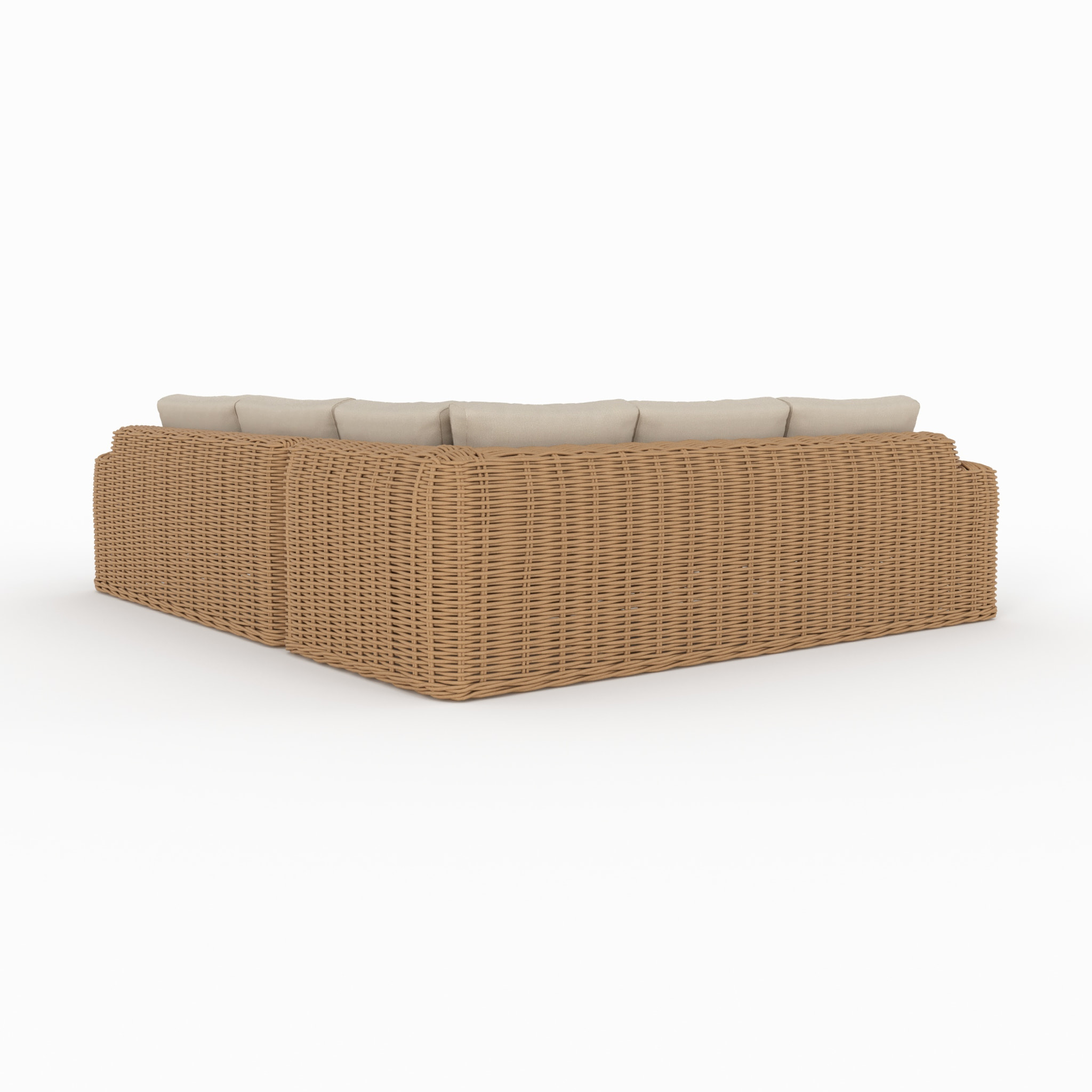 Salon de jardin 4 personnes en résine tressé et tissu beige - Savana