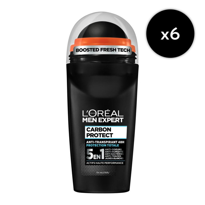 L'Oréal Men Expert Carbon Protect Déodorant Bille 5en1 lot de 6 x 50ml