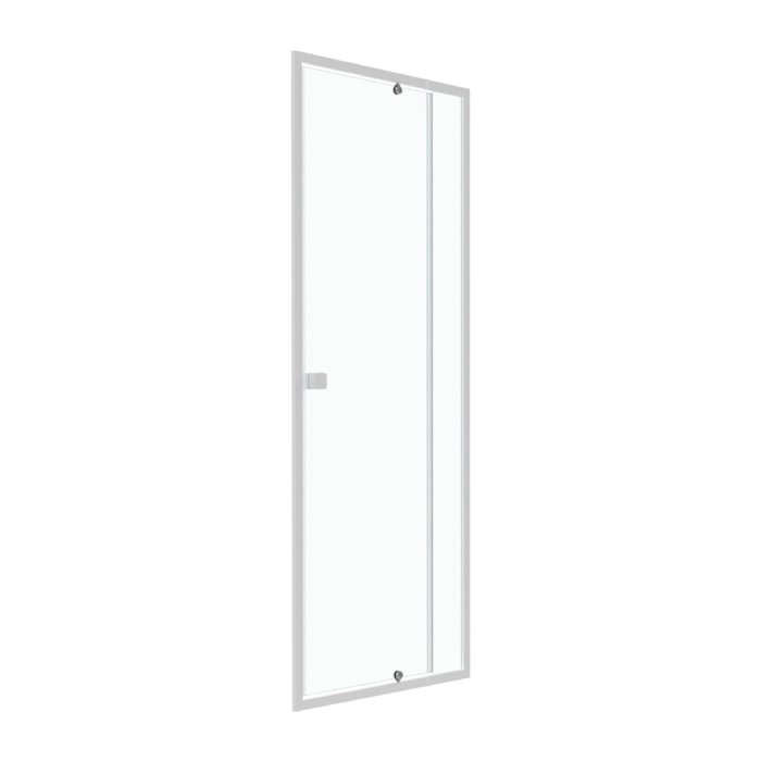 Porte de douche pivotante ajustable de 78 à 90cm en Alu. Blanc et verre transparent - WHITY PIVOT