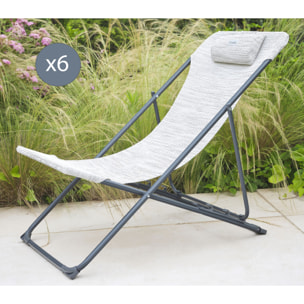 Lot de 6 Chiliennes en acier - gris anthracite et chiné - SUNNY