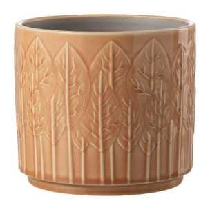 J-Line cache-pot Feuille - céramique - rouille - large - Ø 17 cm