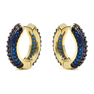 Pendientes de 9mm de diámetro acabado oro amarillo de 18k y Circonita Zafiro