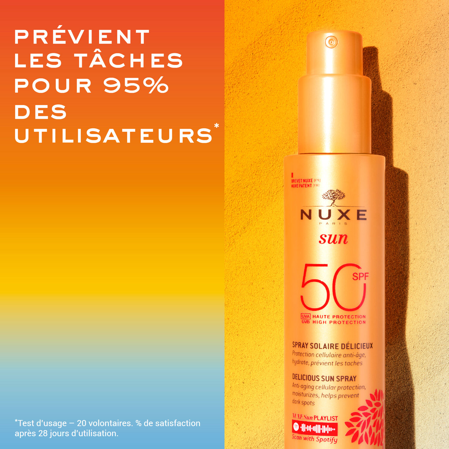 Spray Solaire Fondant haute protection SPF50 - Nuxe Sun - Visage et Corps - Tous types de peaux - 150ml
