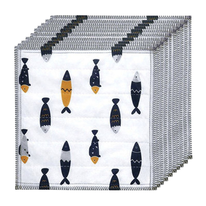 20 paños de cocina de algodón peces joybos