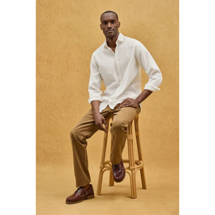 Camicia cotolino beige vigorè con ricamato Polo Club