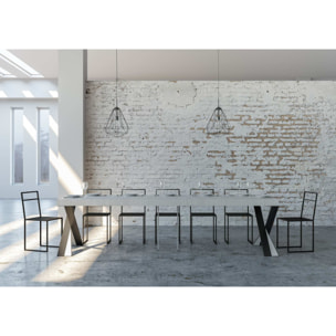 Consolle allungabile 90x40/300 cm Diago Premium Bianco Frassino telaio Antracite