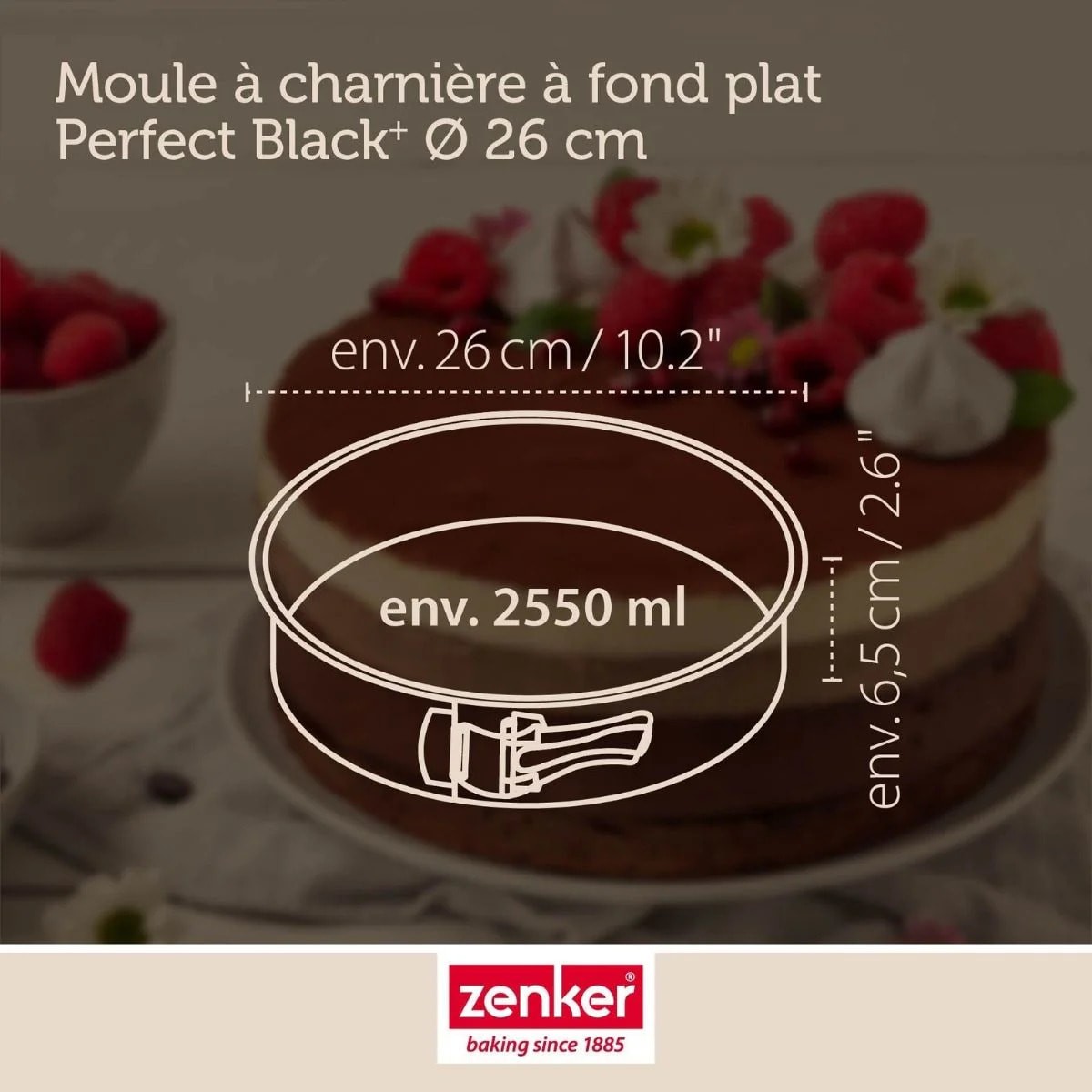 Lot avec 1 Moule à manqué à charnière 26 cm, 1 spatule Zenker et 2 bols à mixer en inox Fackelmann