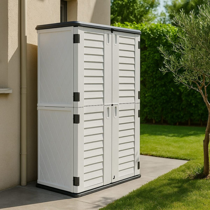 Armadio contenitore alto in resina bianca 125x73x202 cm – Andy