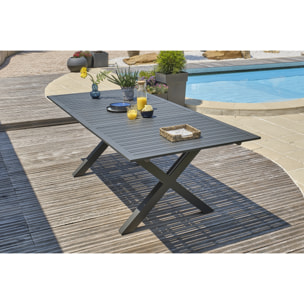 FLORIDE - Table de jardin en aluminium gris anthracite