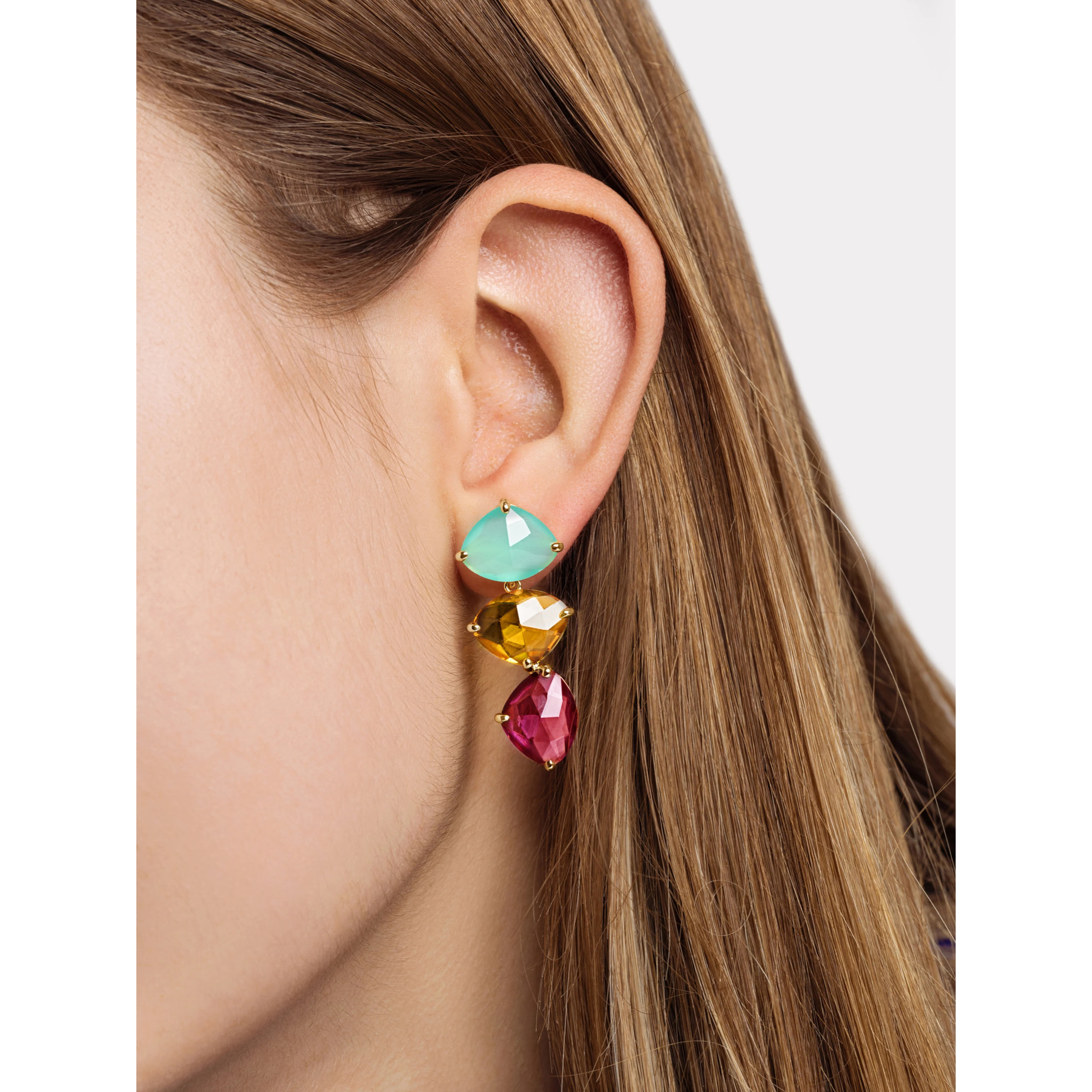 Orecchino Drop Narcissus Argento Placcato Oro