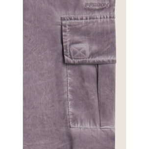 Pantaloni cargo da donna in tessuto popeline effetto used