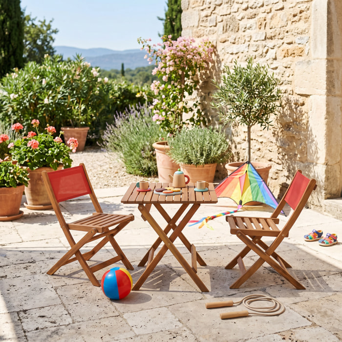 Table de jardin bistrot enfant bois d'acacia + 2 assises ELISE