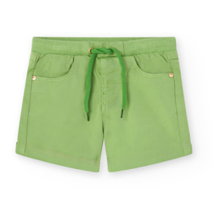 Bermudas para niÃ±o en algodÃ³n liso de color verde, Camiseta