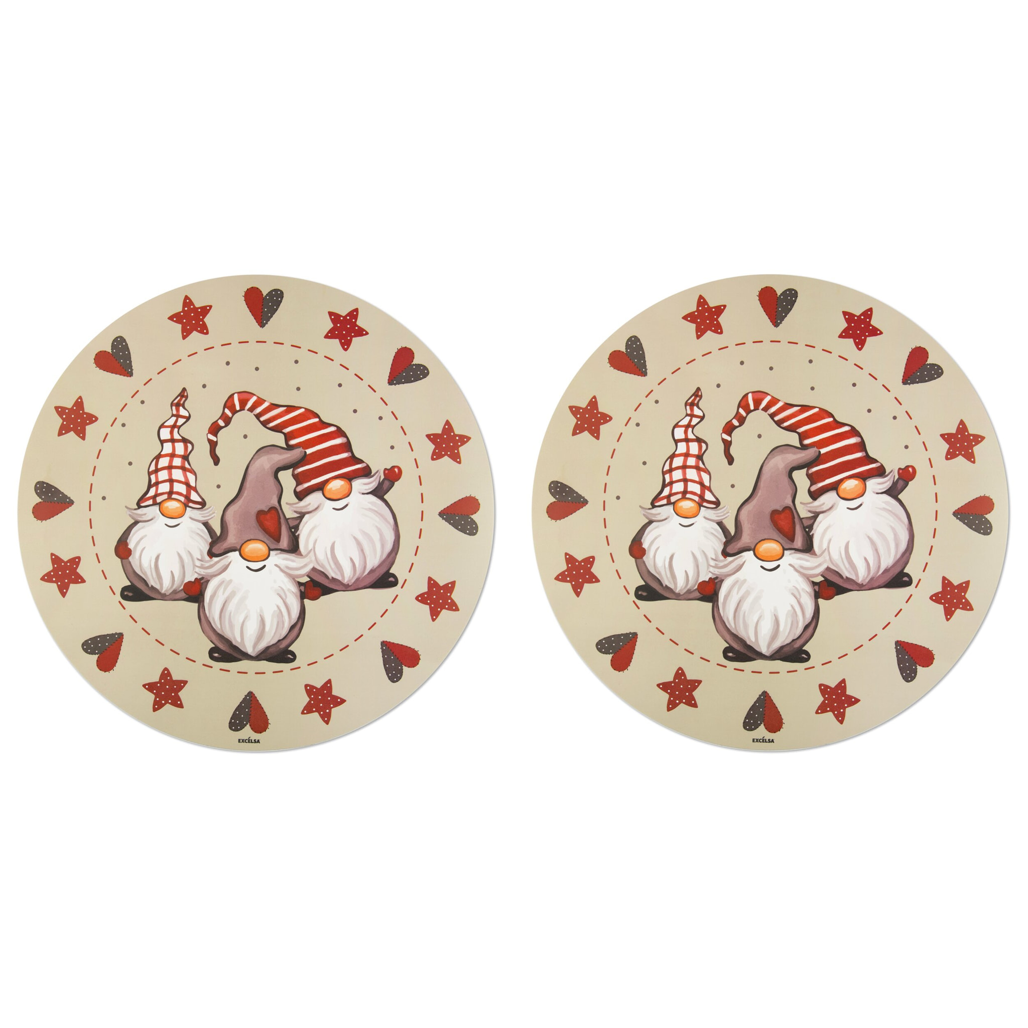 Set 2 tovagliette tonde Excelsa – Gnomo, Polipropilene multicolore