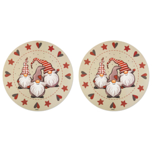 Set 2 tovagliette tonde Excelsa – Gnomo, Polipropilene multicolore
