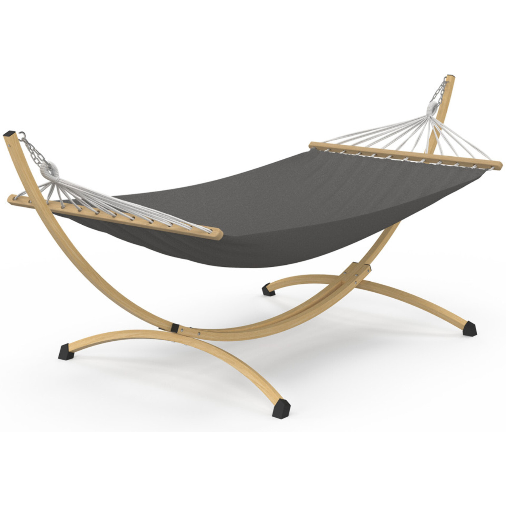 Hamac Amazonia support métal effet bois toile grise