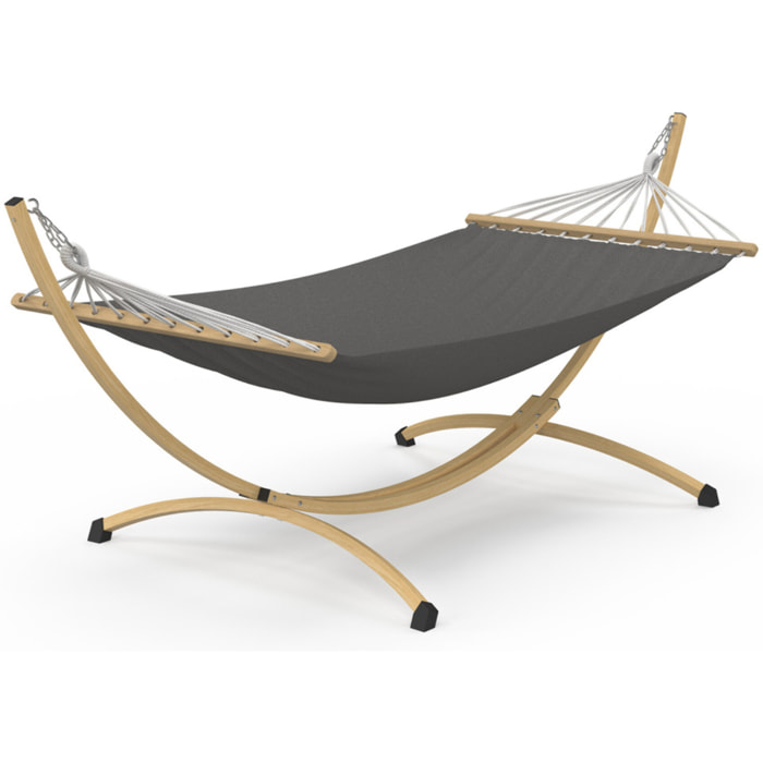 Hamac Amazonia support métal effet bois toile grise