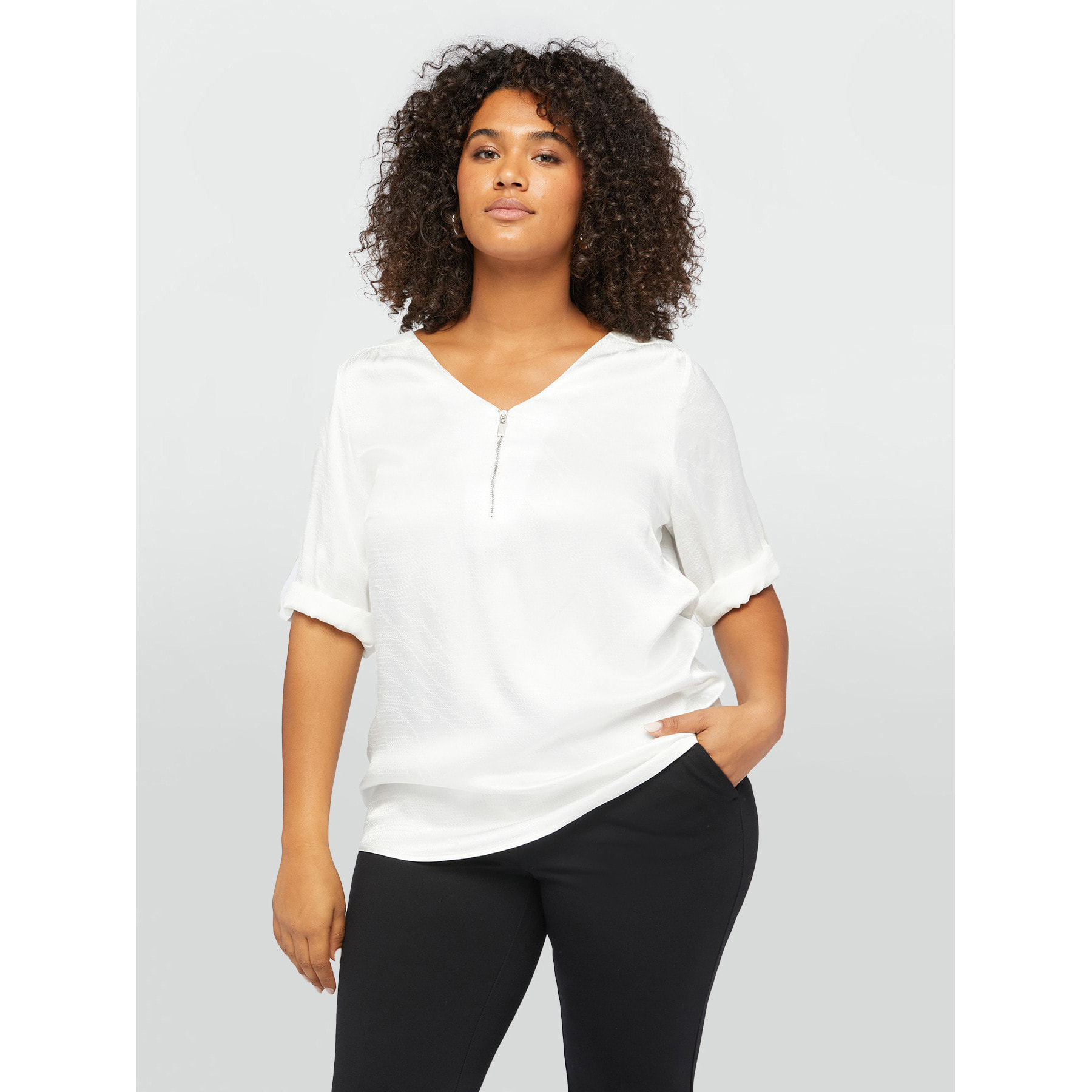 Fiorella Rubino - Blusa con zip davanti - Bianco