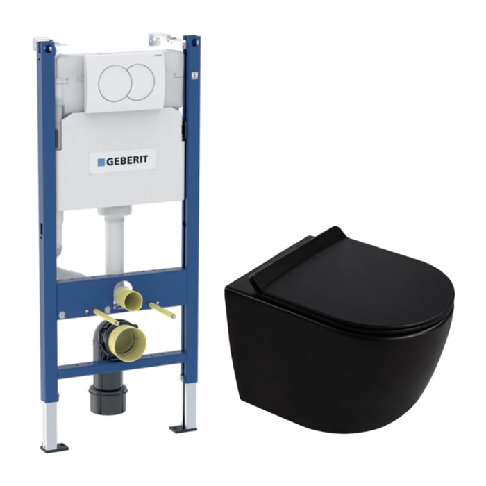 Delta pack WC bâti-support Duofix + WC suspendu sans bride Ceramia PixL avec abattant SoftClose + plaque (GEBCEPXBMT01FR-VP)