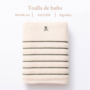 Toalla de manos beige a rayas verdes 50x100cm 100% algodón 470gsm scalpers home