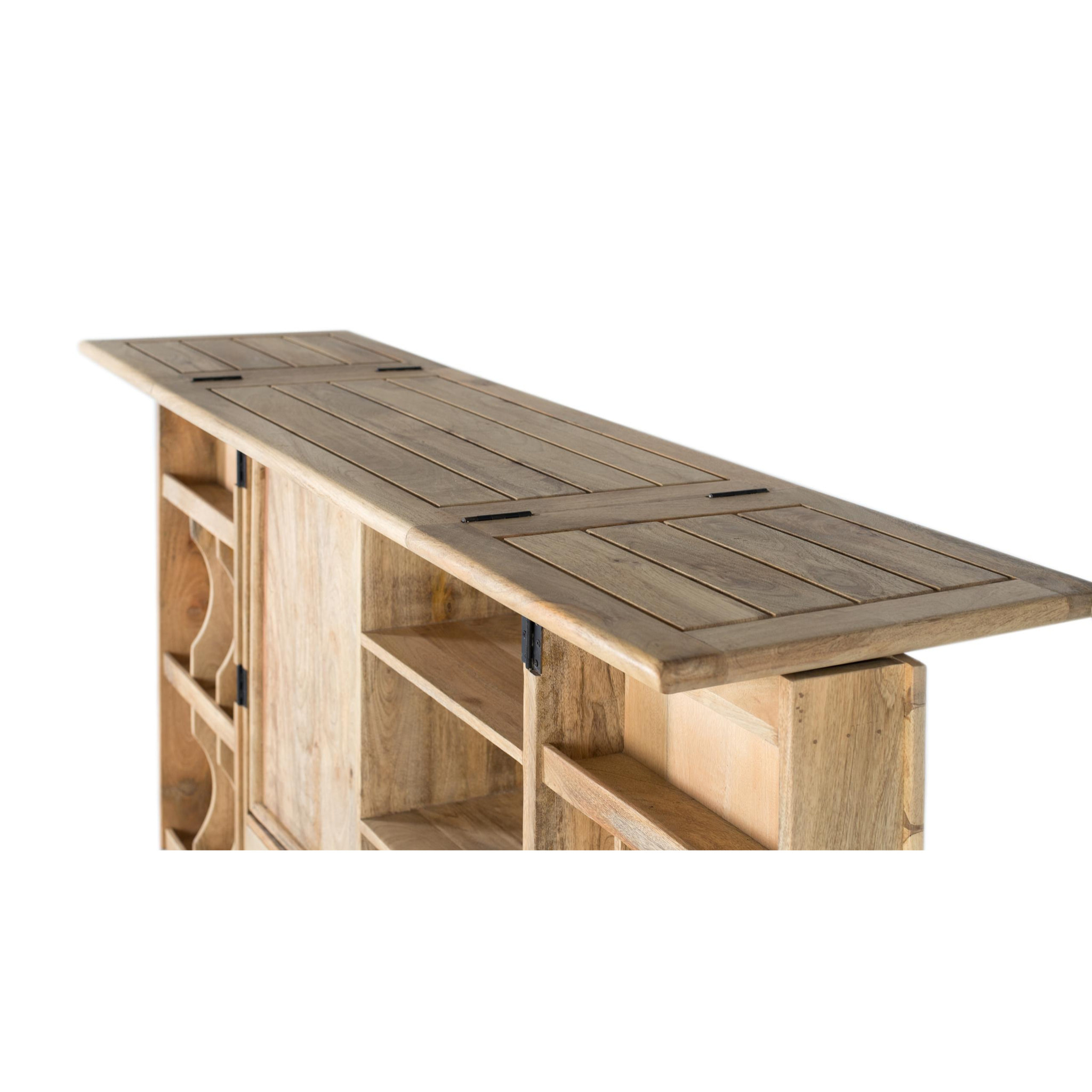 Meuble bar en bois de manguier Cerrado 90 cm , Abierto 180 cm style rustique moderne