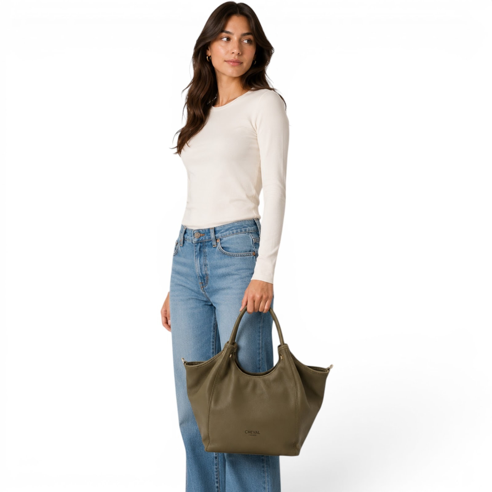 Borsa a Mano Cheval Firenze Karina Verde Militare